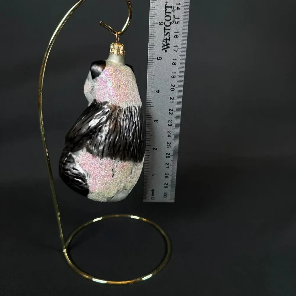Vintage Christopher Radko Winter Bears Panda Awareness Glass Christmas Ornament